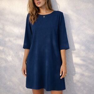 Lafayette 148 New York Ink Blue Lotus Shift Dress Size‎ M Workwear